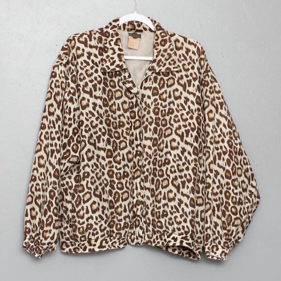 Outbrook Red Vintage leopard print silk bomber jacket - Picture 1 of 5